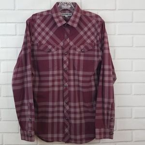 Express Plaid Pearl Snap Cotton Button Down Shirt